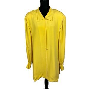 Dana Bachman Bright Yellow 100% Silk Long Sleeve Blouse - Women’s 10